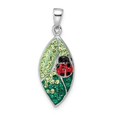 Preciosa Crystal Leaf with Ladybug Pendant Sterling Silver Rhodium-Plated QC11036, MPN: QC11036,