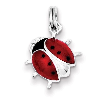 Enamel Ladybug Charm Sterling Silver QC6268, MPN: QC6268, 886774759746