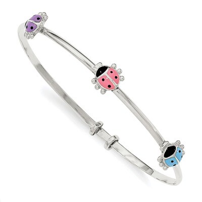 Enamel Ladybug Childs Adjustable Bangle Sterling Silver Polished QB1049, MPN: QB1049, 191101111365