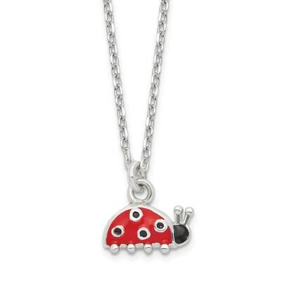Enameled Ladybug Necklace 14 Inch Sterling Silver QG6145-14, MPN: QG6145-14, 196904161807
