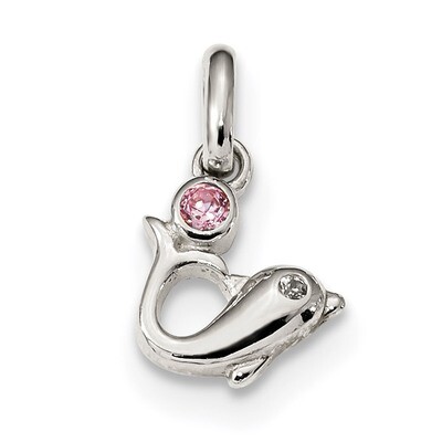 CZ Diamond Dolphins Pendant Sterling Silver QP4844, MPN: QP4844,
