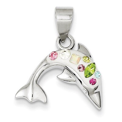 Stellux Crystal Dolphin Pendant Sterling Silver Rhodium-plated QP2525, MPN: QP2525, 883957497211