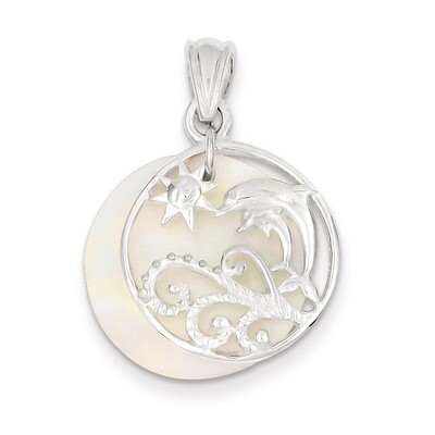Dolphin &amp; Waves Mother of Pearl Pendant Sterling Silver Polished QC6947, MPN: QC6947, 883957542461