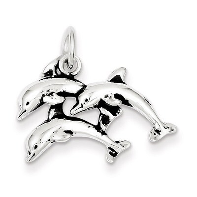 Dolphin Charm Antiqued Sterling Silver QC7662, MPN: QC7662, 883957571133