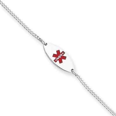 7 Inch Medical Jewelry Bracelet Sterling Silver Enameled XSM154-7, MPN: XSM154-7, 886774277349