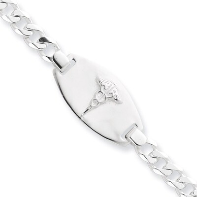 8.25 Inch Medical Jewelry Curb Link Bracelet Sterling Silver XSM156-8.25, MPN: XSM156-8.25, 8839575…