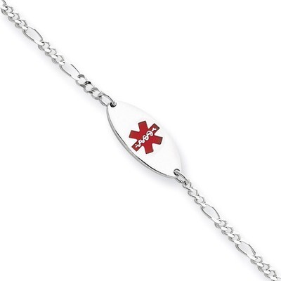 7 Inch Medical Jewelry Bracelet Sterling Silver Enameled XSM155-7, MPN: XSM155-7, 886774277356