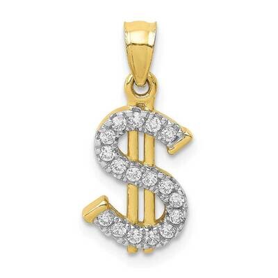 Dollar Sign Pendant 10k Gold CZ Diamond 10C1361, MPN: 10C1361, 883957740287