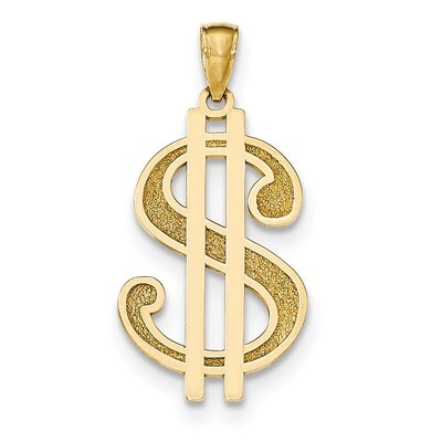 Textured Dollar Sign Pendant 14k Gold Polished K5408, MPN: K5408, 637218168897