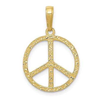 Textured Peace Sign Pendant 10k Gold 10C3053, MPN: 10C3053,