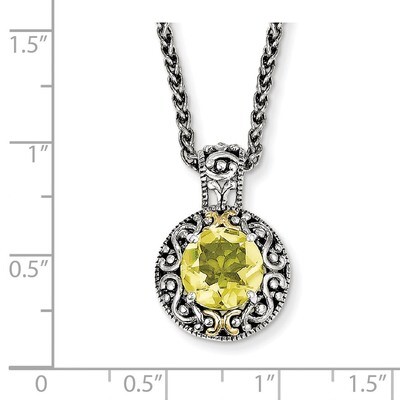 Lemon Quartz Necklace Sterling Silver &amp; 14k Gold QTC944, MPN: QTC944, 883957441597
