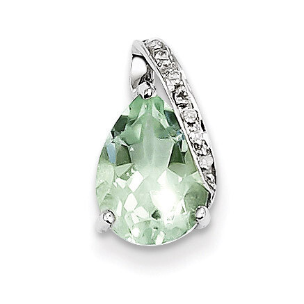 Pear Green Quartz Pendant Sterling Silver Rhodium QDX483, MPN: QDX483, 883957551524