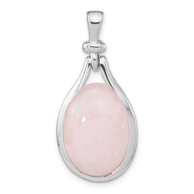 Rose Quartz Oval Pendant Sterling Silver Rhodium-Plated QP5640, MPN: QP5640,