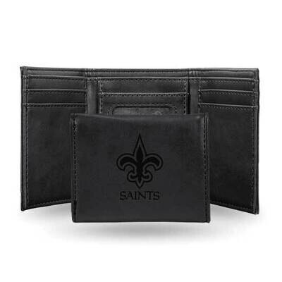 NFL New Orleans Saints Black Faux Leather Trifold Wallet GC7786, MPN: GC7786, 767345899521