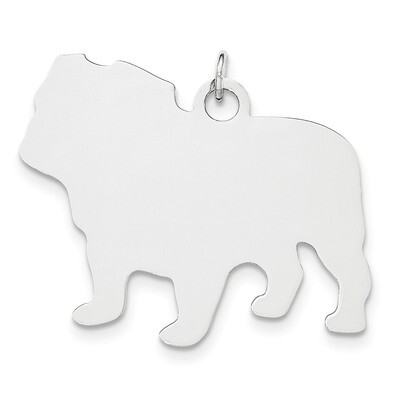 Toni Tails Engraveable Large Bull Dog Disc Charm Sterling Silver QP4717