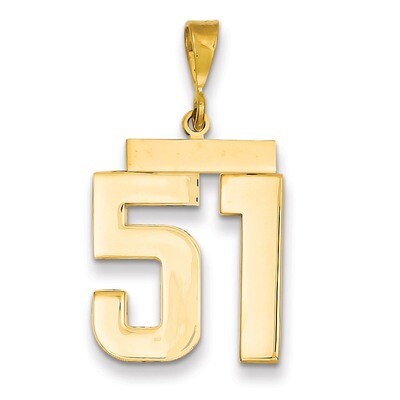 Number 51 Charm 14k Gold Large Polished LP51, MPN: LP51, 883957067261