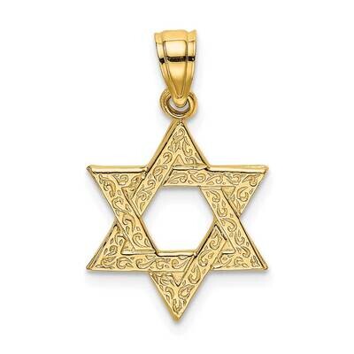 Engraved Swirls Star of David Charm 14k Gold K8383, MPN: K8383, 637218016693