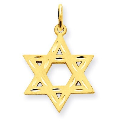 Star of David Charm 14k Gold Solid Satin XR445, MPN: XR445, 883957243351