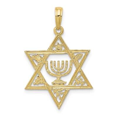 Star of David with Menorah Pendant 10k Gold 10C4452, MPN: 10C4452,
