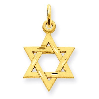 Star of David Charm 14k Gold Solid Satin D38, MPN: D38, 883957243214