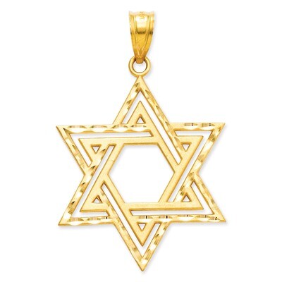 Satin Star of David Charm 14k Gold Solid Polished M1595, MPN: M1595, 637218164165