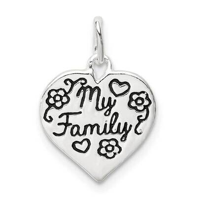 Enamel MY FAMILY Heart Charm Sterling Silver QC9504, MPN: QC9504, 886774118086