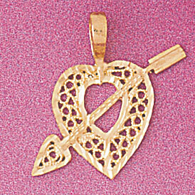 Dazzlers Jewelry Heart with Cupid Arrow Pendant Necklace Charm Bracelet in Yellow, White or Rose Go…
