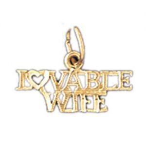Dazzlers Jewelry Lovable Wife Pendant Necklace Charm Bracelet in Yellow, White or Rose Gold 10093, …