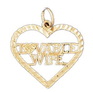 Dazzlers Jewelry Lovable Wife Pendant Necklace Charm Bracelet in Yellow, White or Rose Gold 10094, …