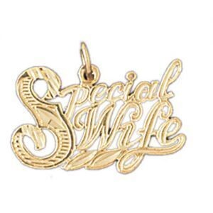 Dazzlers Jewelry Special Wife Pendant Necklace Charm Bracelet in Yellow, White or Rose Gold 10087, …