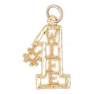 Dazzlers Jewelry Number One Wife Pendant Necklace Charm Bracelet in Yellow, White or Rose Gold 1010…