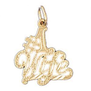 Dazzlers Jewelry Number One Wife Pendant Necklace Charm Bracelet in Yellow, White or Rose Gold 1010…