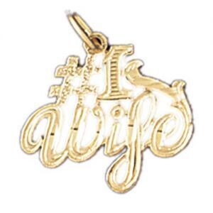 Dazzlers Jewelry Number One Wife Pendant Necklace Charm Bracelet in Yellow, White or Rose Gold 1009…