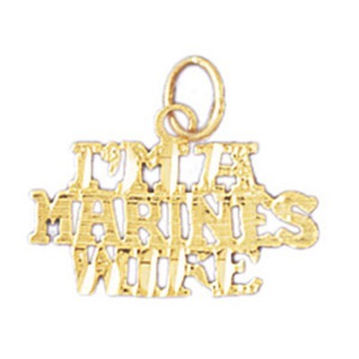 Dazzlers Jewelry I&#39;M A Marines Wife Pendant Necklace Charm Bracelet in Yellow, White or Rose Gold 1…