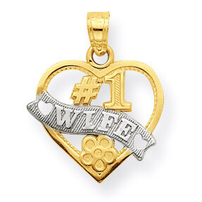 #1 Wife Heart Charm 10K Gold &amp; Rhodium 10C964, MPN: 10C964, 886774022475