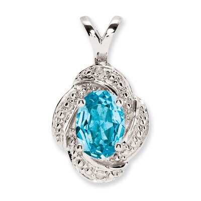 December Blue Topaz Pendant Sterling Silver Diamond QBPD12DEC, MPN: QBPD12DEC, 883957487991