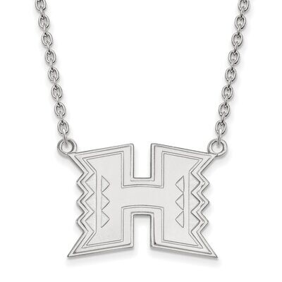 The University of Hawaii Large Pendant with Chain Necklace 10k White Gold 1W010UHI-18, MPN: 1W010UH…