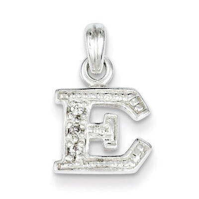 Initial E Pendant Sterling Silver Diamond QC6717E, MPN: QC6717E, 883957569307