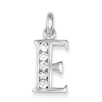 White Diamond Initial E Pendant Sterling Silver QC6716E, MPN: QC6716E, 883957542409