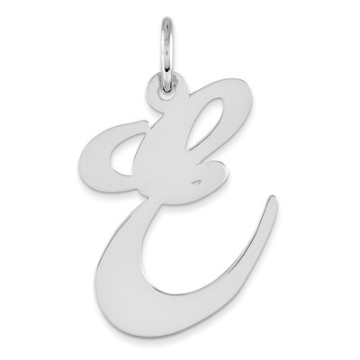 Fancy Script Initial E Charm Sterling Silver Large QC5090E, MPN: QC5090E, 886774105369