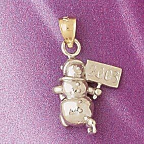 Dazzlers Jewelry Christmas Snowman Pendant Necklace Charm Bracelet in Yellow, White or Rose Gold 55…