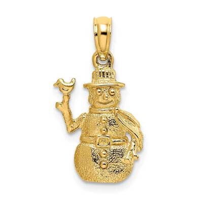 3-D Snowman Charm 14k Gold Satin &amp; Polished C2212, MPN: C2212, 637218092253