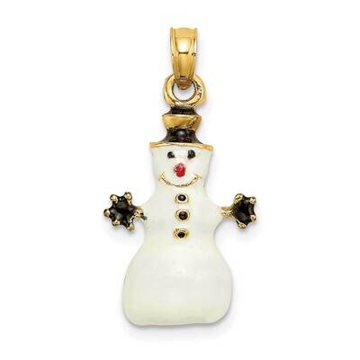 Enamel Snowman Charm 14k Gold 3-D K6980, MPN: K6980, 637218136049