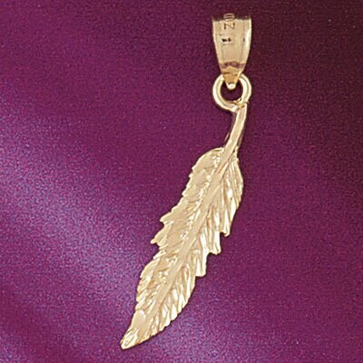 Dazzlers Jewelry Indian Feather Pendant Necklace Charm Bracelet in Yellow, White or Rose Gold 5207,…