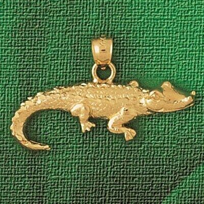 Dazzlers Jewelry Alligator Crocodile Pendant Necklace Charm Bracelet in Yellow, White or Rose Gold …