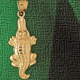 Dazzlers Jewelry Alligator Crocodile Pendant Necklace Charm Bracelet in Yellow, White or Rose Gold …