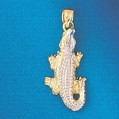 Dazzlers Jewelry Alligator Crocodile Two Tone White Pendant Necklace Charm Bracelet in Yellow, Whit…