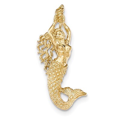 Mermaid Chain Slide Pendant 14K Gold Polished &amp; Textured K5370, MPN: K5370, 637218150687