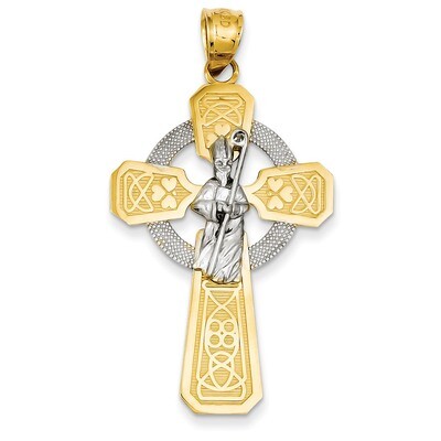 Saint Patrick Celtic Cross Pendant 14k Two-tone Gold K2194, MPN: K2194, 883957278513