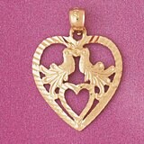 Dazzlers Jewelry Love Birds Heart Pendant Necklace Charm Bracelet in Yellow, White or Rose Gold 388…